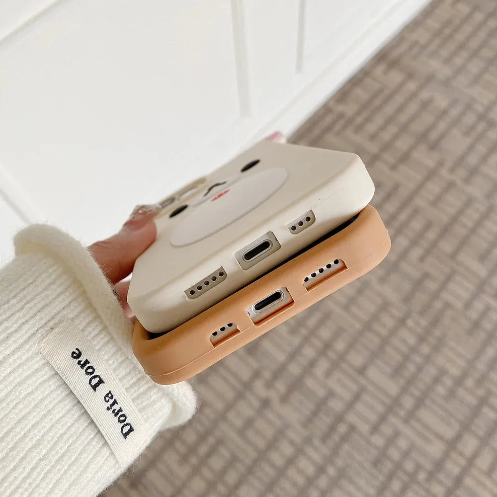 Fashion Cute 3D Cartoon Rilakkuma Bear Soft Silicone Phone Case Back Cover for iPhone 11 12 13 14 15 16 Pro Max