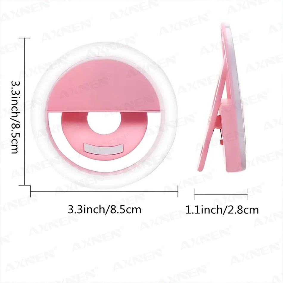 LED Light Ring with USBcharging Phone Lens Selfie Light Mini Circular Fill Light Clip Compatible with iPhone Samsung Xiaomi Poco