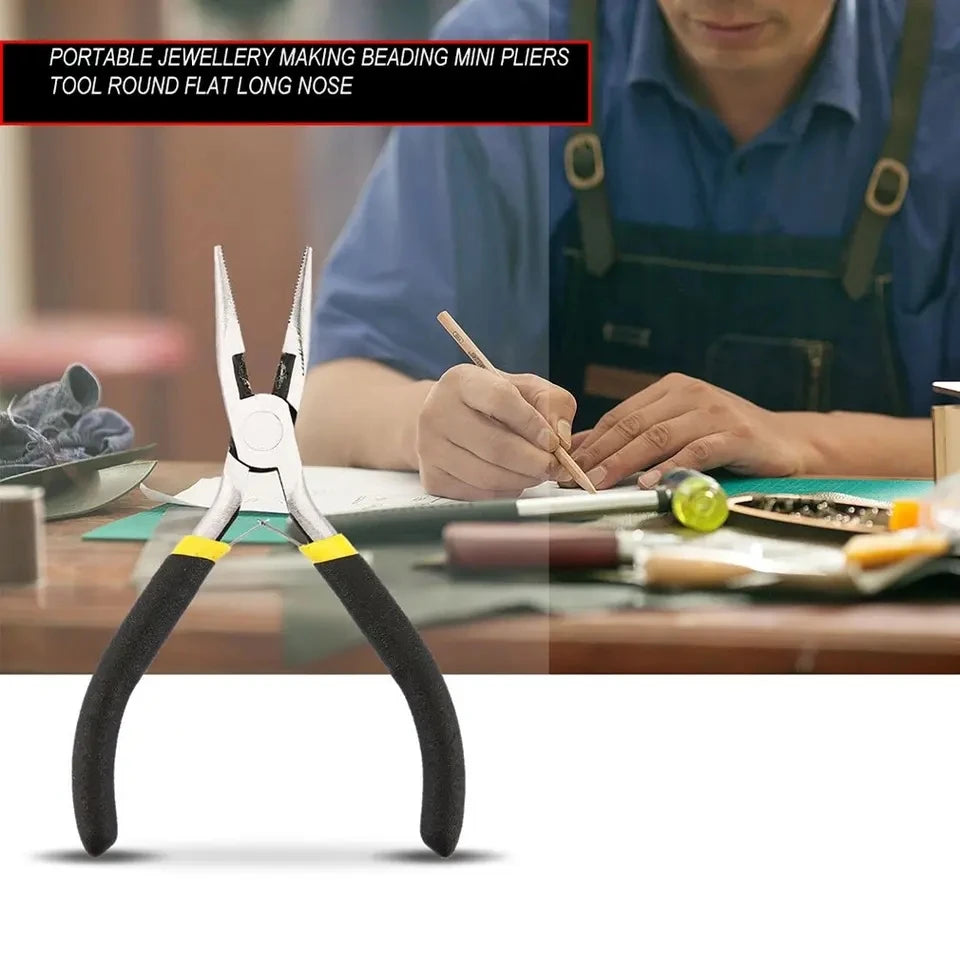 1Pcs Portable Durable Carbon Steel Forging Jewellery Pliers Light Weight Mini Pliers Hand Tools Round Flat Long Nose Pliers