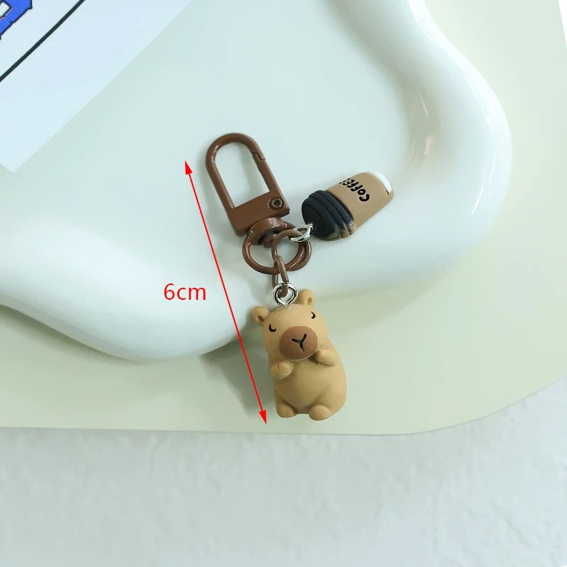 Resin Shawl Capybara Keychain Funny Scarf Capibara Bag Hanging Kapibara Pendant Cute Funny Fashion Animal Keyring