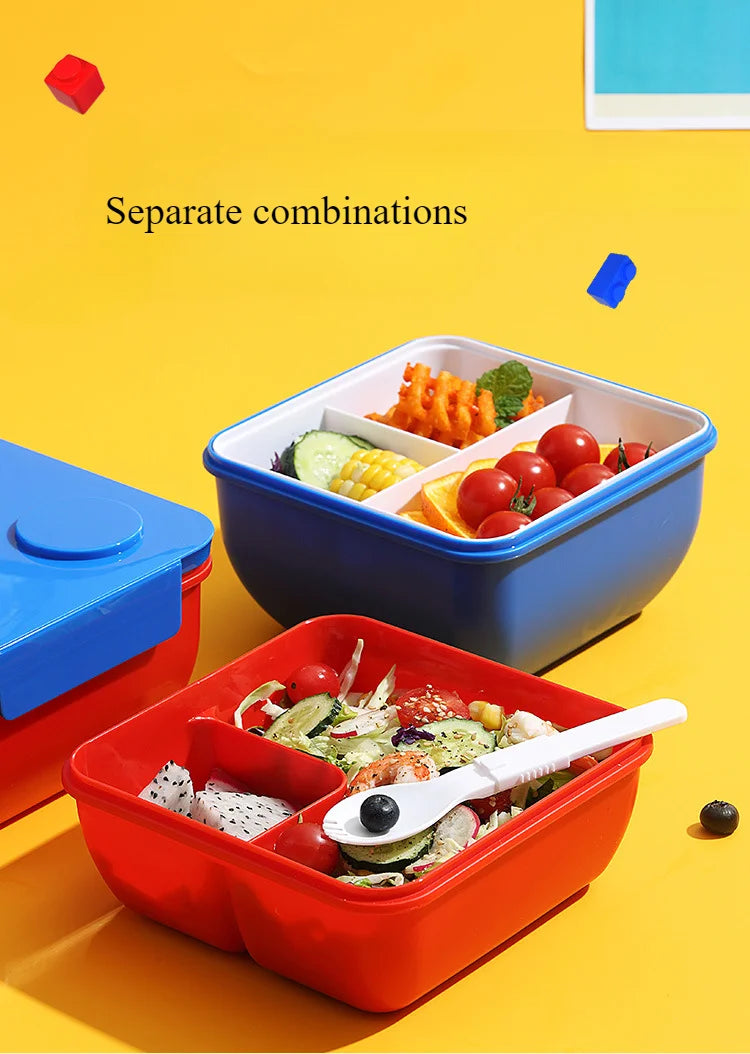 Creative DIY Building Block Lunch Box Modular Portable Bento Box for Children Student Sandwichs Fruit Salad Container Dinnerware