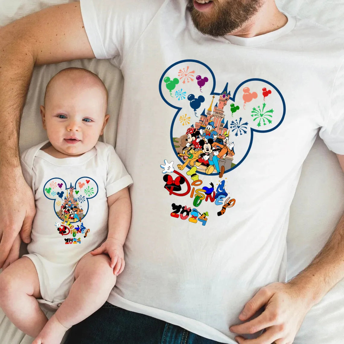 2024 Disney Trip Shirts Funny Mickey Minnie Family Matching Outfits Look First Disneyland Trip Mom Dad Kids Tshirt Baby Clothes