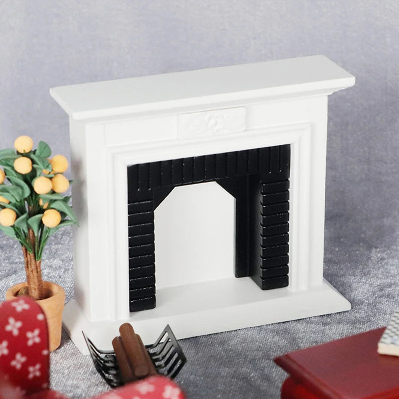 1:6 1:12 Dollhouse Mini Decorative Fireplace Model Doll House Wood Fireplace Mini House Furniture European Style