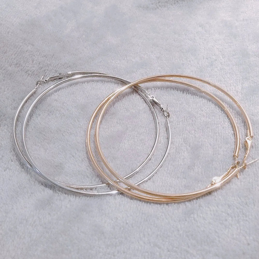 1Pairs Stainless Steel Simple Circle Hoop Earrings for Women Punk Big Earring Gold Silver Color Circle Women Girls Jewelry Gifts