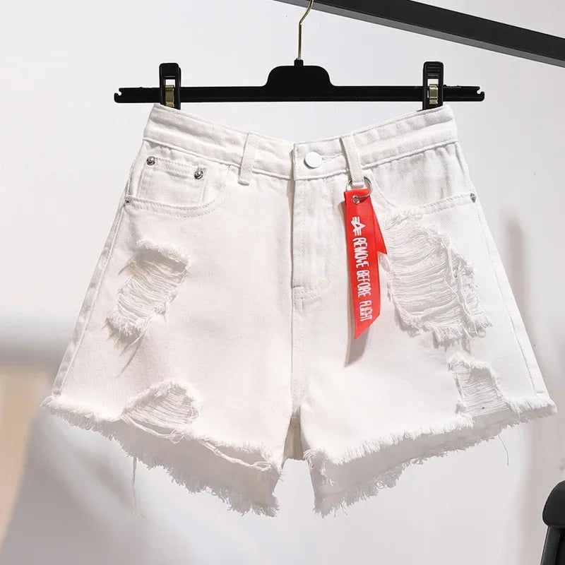 Fashion Blue Denim Shorts Women's Summer High Waist Loose Short Pants Sexy Girl All Match Hot Pants Jeans Wide Shorts Korean