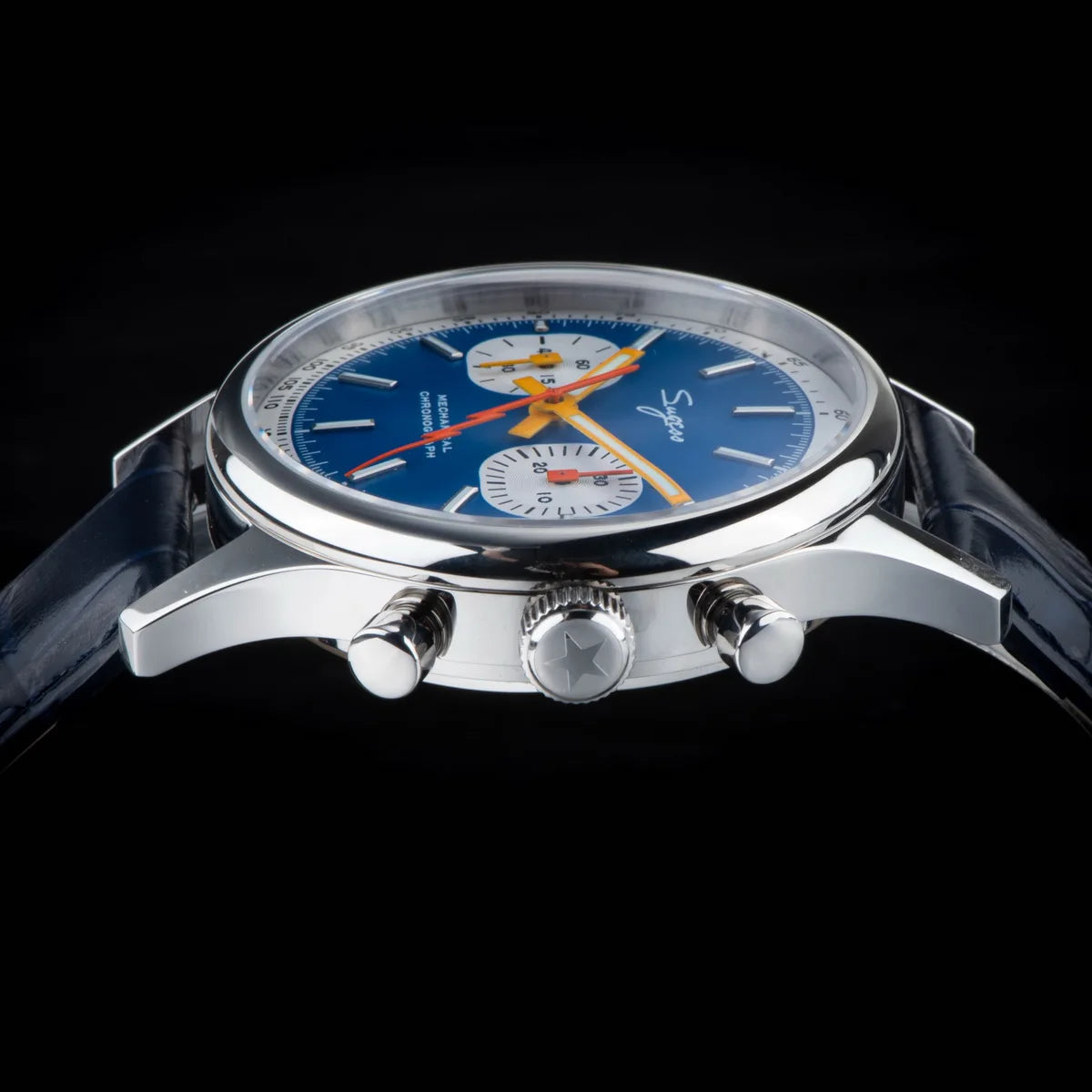 Sugess Watch Mens 1963 Pilot Chronograph Mechanical Wristwatches Tianjin ST19 Movement Swanneck Sapphire Crystal Racing Leather