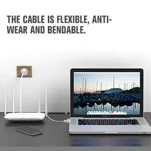 Cat 6 Ethernet Cable 1000M Network, Slim long Flat Internet LAN Patch Cord, Cat6 Solid High Speed weatherproof Cable for Router