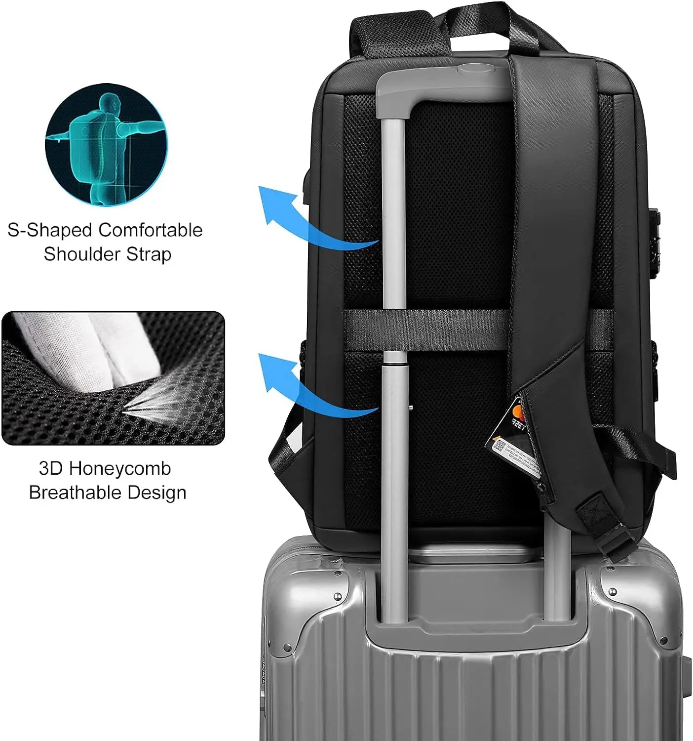 15.6inch Laptop Backpack Expandable Hard Shell Bag TSA Anti-theft Waterproof mochilas de hombre USB Charging Business Travel Bag