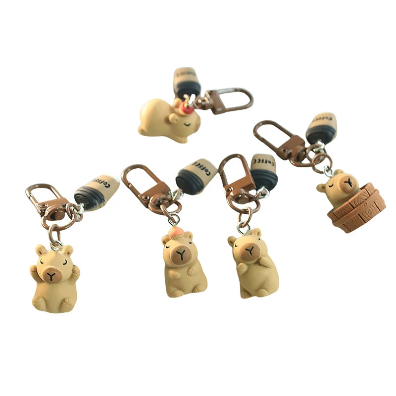 Resin Shawl Capybara Keychain Funny Scarf Capibara Bag Hanging Kapibara Pendant Cute Funny Fashion Animal Keyring