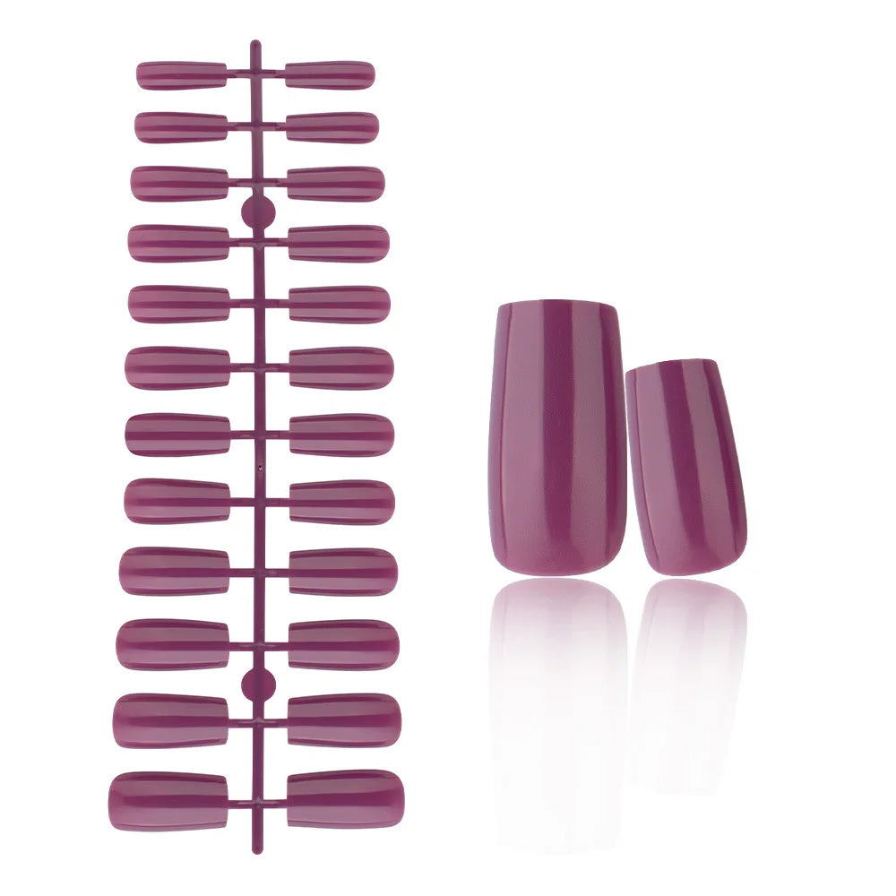 24 Pcs Solid Color Nail Tips Extension System Soft Gel Fake Nail Sculpted Square Full Cover Press on Nail Tips Artificial Nails