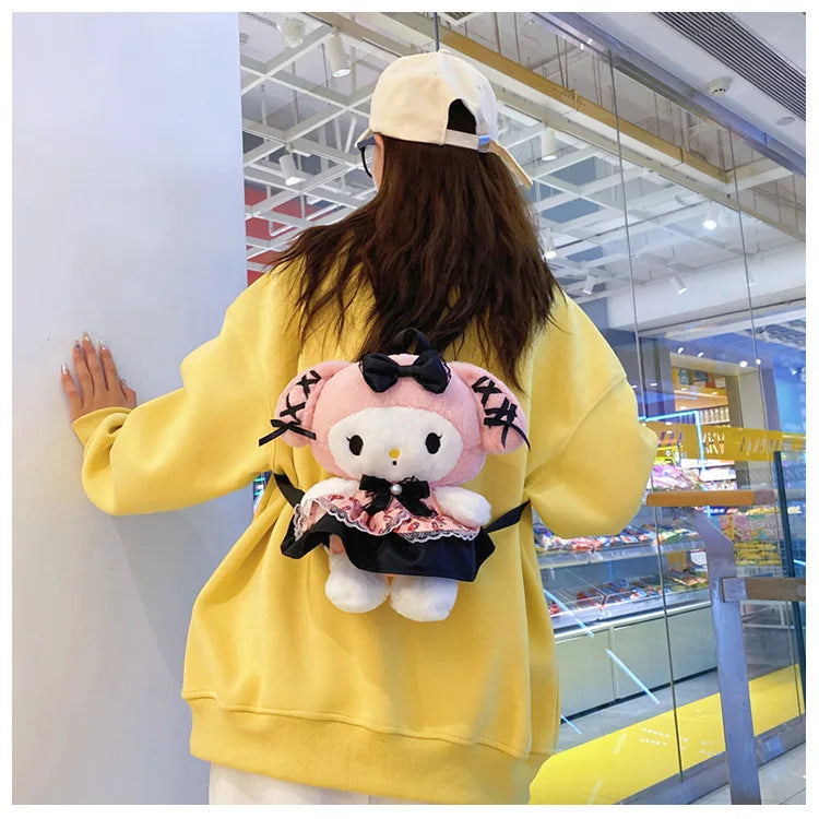Wholesale Sanrio Plush Kuromi Backpack My Melody Backpack Shoulder Bag Kawaii Plush Toys Lolita Daypack Plushies Doll Girl Gift
