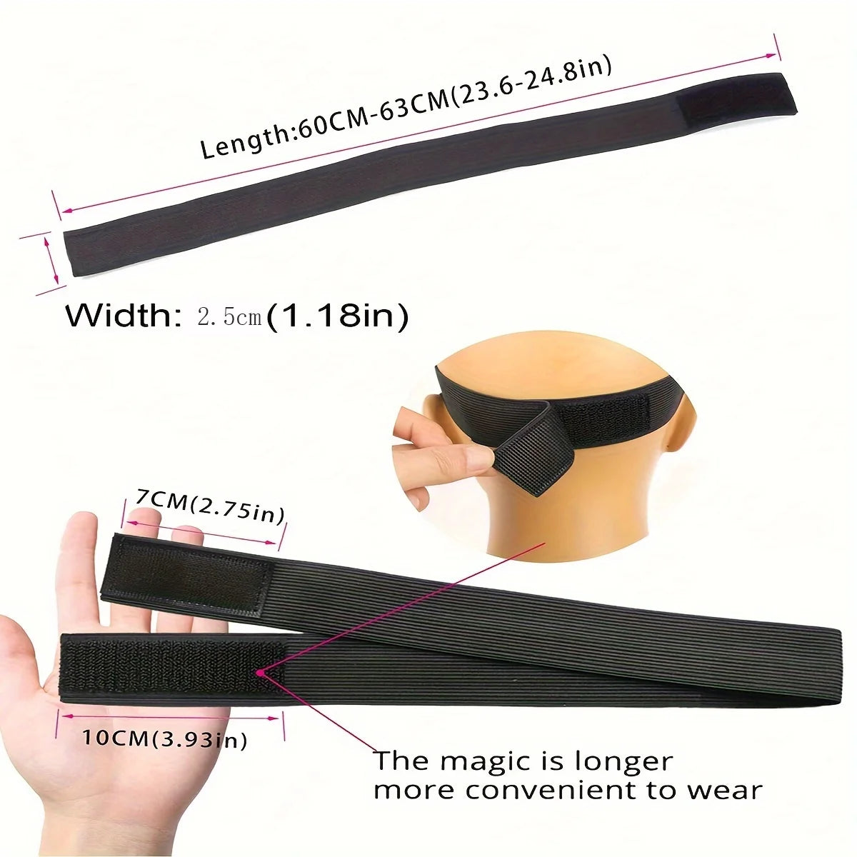 Wig Band For Edges Melt Band For Lace Wigs Adjustable Magic Sticker Edge Slayer Band 2.5cm Width Elastic Band for Hair Edges