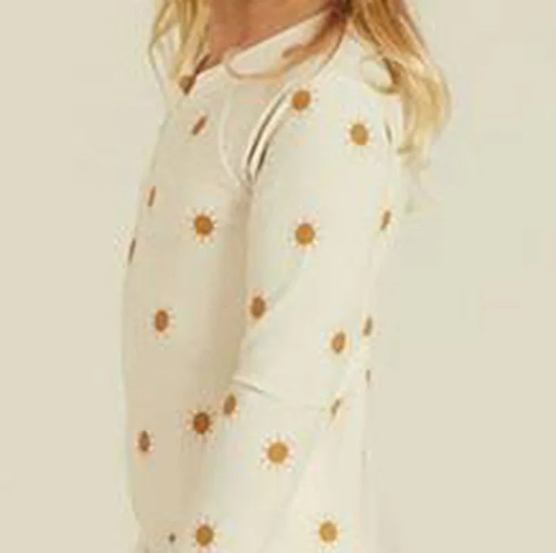 RC Baby Girls Swimwears 1-12y Kids Long Sleeve Sunscreen Floral Toddler Swimming Swimsuit Striped Bikini Suits 2022 Hot Clothes