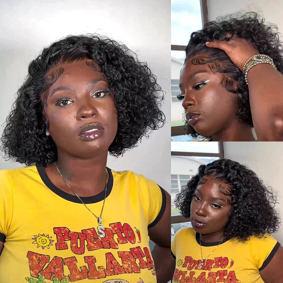 Brazilian Short Bob 100% Human Hair 13x4 Lace Frontal Human Hair Deep Wave 13x4 Lace Front Curly 4x4 Lace Closure Wigs For Women