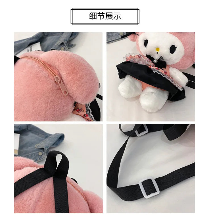 Wholesale Sanrio Plush Kuromi Backpack My Melody Backpack Shoulder Bag Kawaii Plush Toys Lolita Daypack Plushies Doll Girl Gift