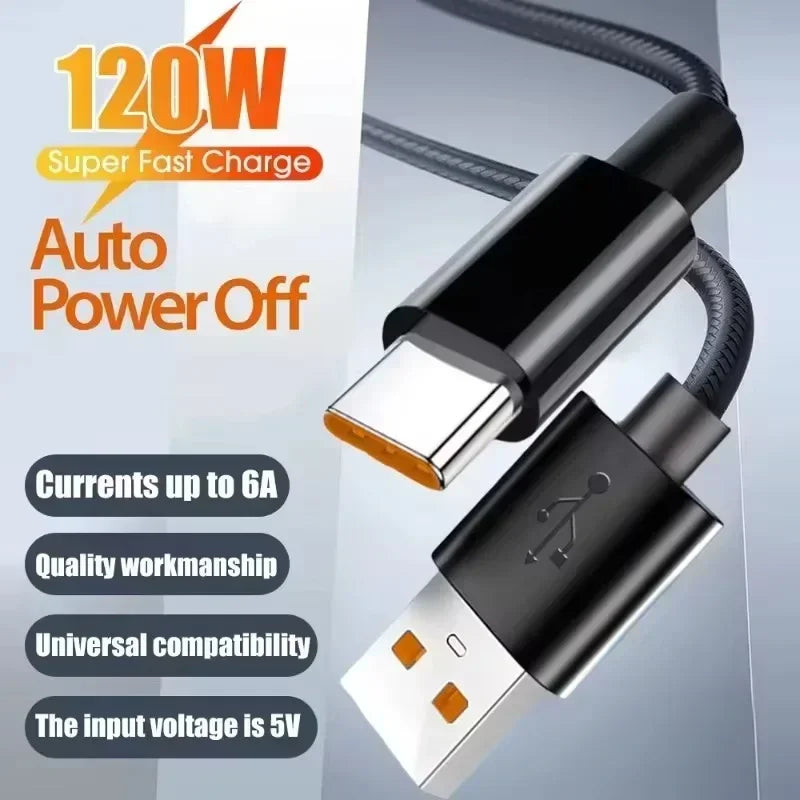 120W USB To Micro Type C Super Fast Charging Cable for Android Samsung Xiaomi Data Cable USB To TypeC Micro Charger 1M 1.5M 2M