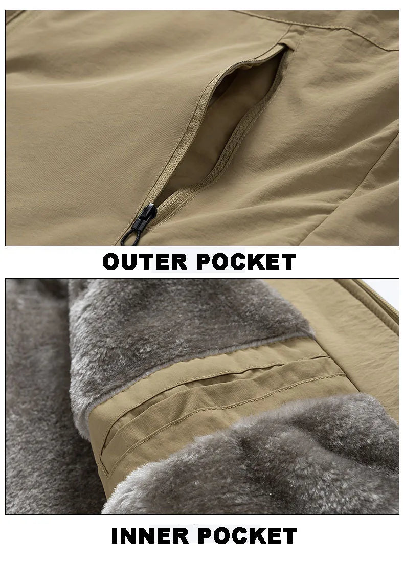 7XL 8XL Winter Jacket Men  Casual Outwear Sportswear Fleece Lining Mens Sherpa Jackets Full Zip Warm Coats  Hoodie Winter Coat