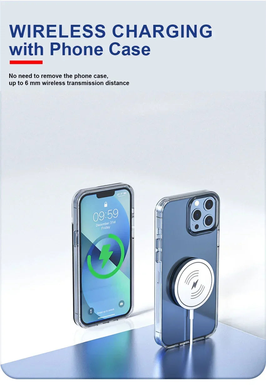 100W Magnetic Wireless Charger Pad For iPhone 16 15 14 13 12 Pro Max Mini Induction Fast Wireless Charging Dock Station Charger