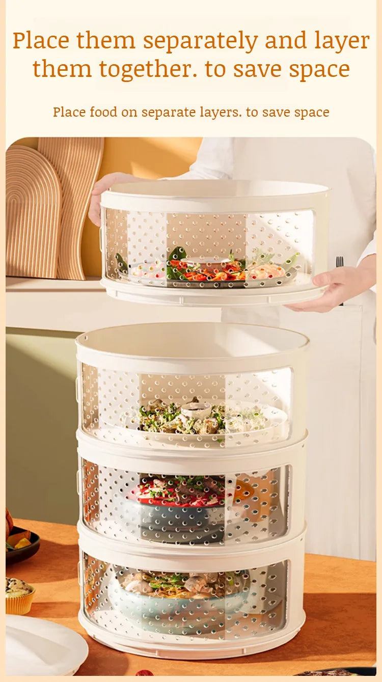 Household thermal dish cover Multilayer storage box leftovers dustproof table folding dish cover
