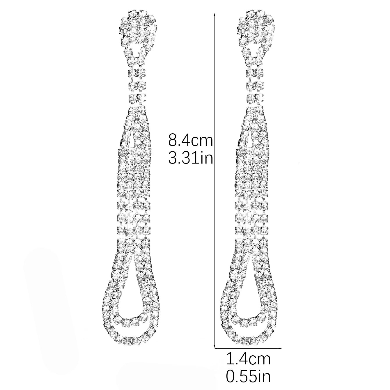 Shiny Multicolored Crystal Long Drop Earrings For Women Brides Classic Geometry Square Dangle Earring Wedding Party Jewelry Gift