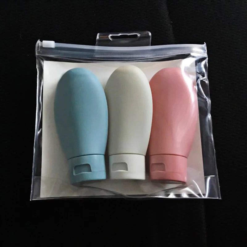 3pcs 60ml /PE PP Women Hose Dispensing Bottle Nordic Style Portable Hotel Shampoo Shower Gel Travel Squeeze Lotion Combo Kit