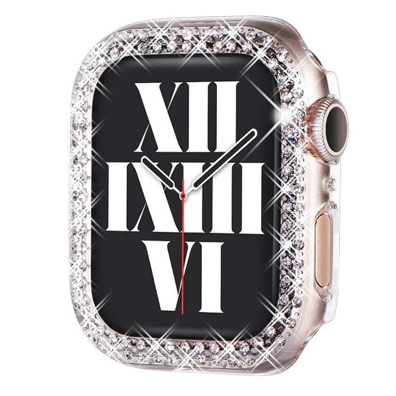 Bling Case for Apple Watch Series 9 8 7 6 5 4 3 2 1 SE(No Screen), Women Glitter Rhinestone Protector Frame.