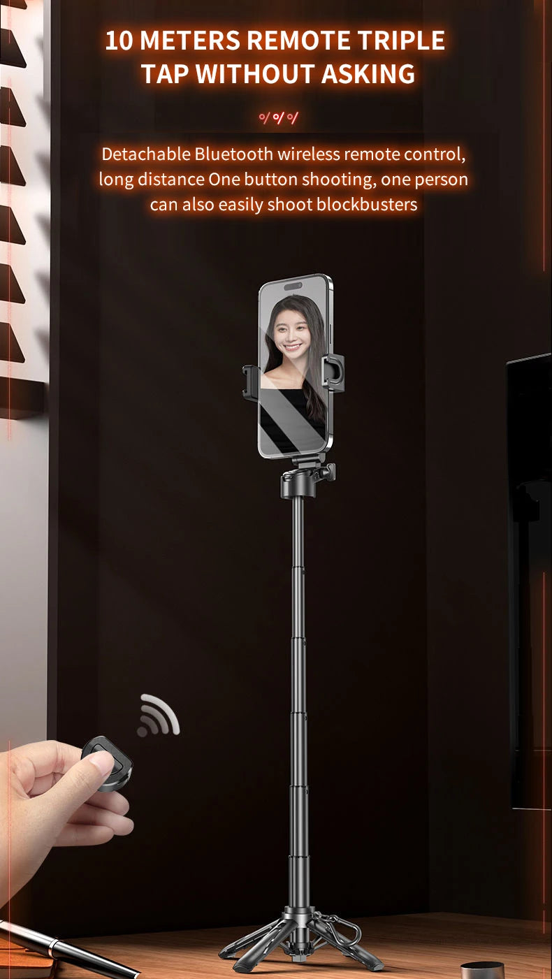 P15Mini Selfie Stick Tripod 3 in 1  Extendable Grip Phone Tripod with Detachable Remote for Vlog Livestreaming Photography