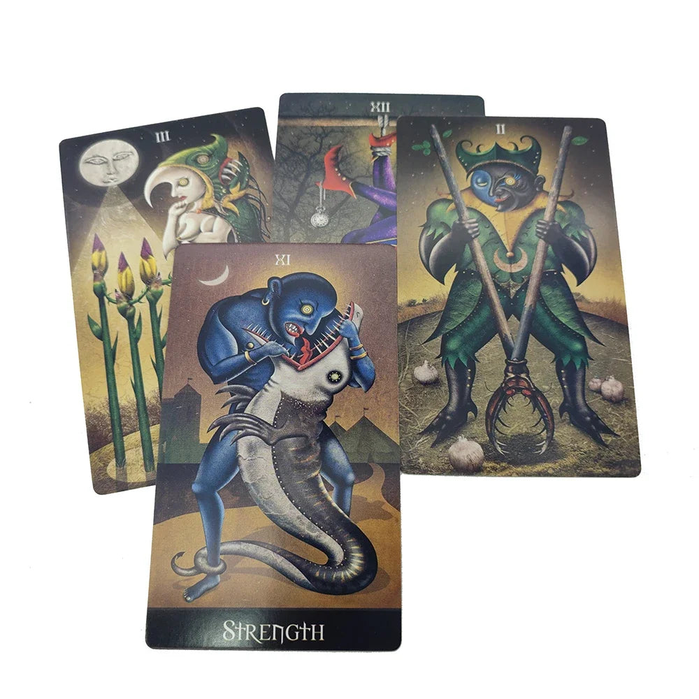 Deviant Moon Divination Tarot Borderless Edition with Guidebook, Unique Tarot Cards, 78 Tarot Cards, Custom Design