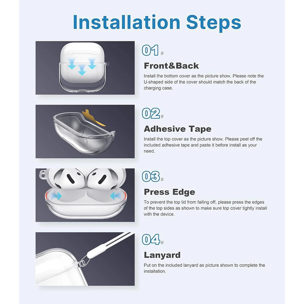 Transparent Silicone Case Cover For Apple Airpods Pro 4 Gen 4th Generation 2024 3 2 Pro2 Air Pods 1 Airpods3 2nd 3rd Accessories