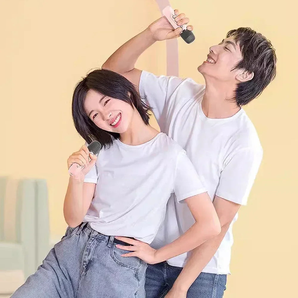 K12 Karaoke Machine Portable Bluetooth 5.3 PA Speaker System with 1-2 Wireless Microphones Home Family Singing Children's Gifts