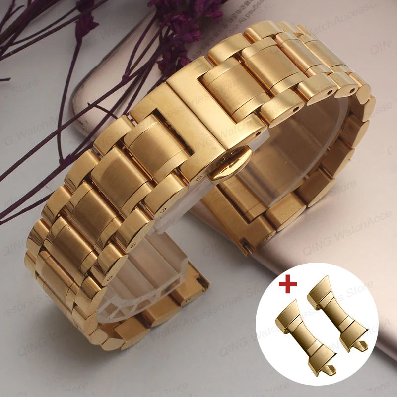 Arc Flat End Solid Stainless Steel Watchband for Tissot Butterfly Clasp Strap 12 13 14 15 16 17 18 19 20 21 22 23 24mm Universal