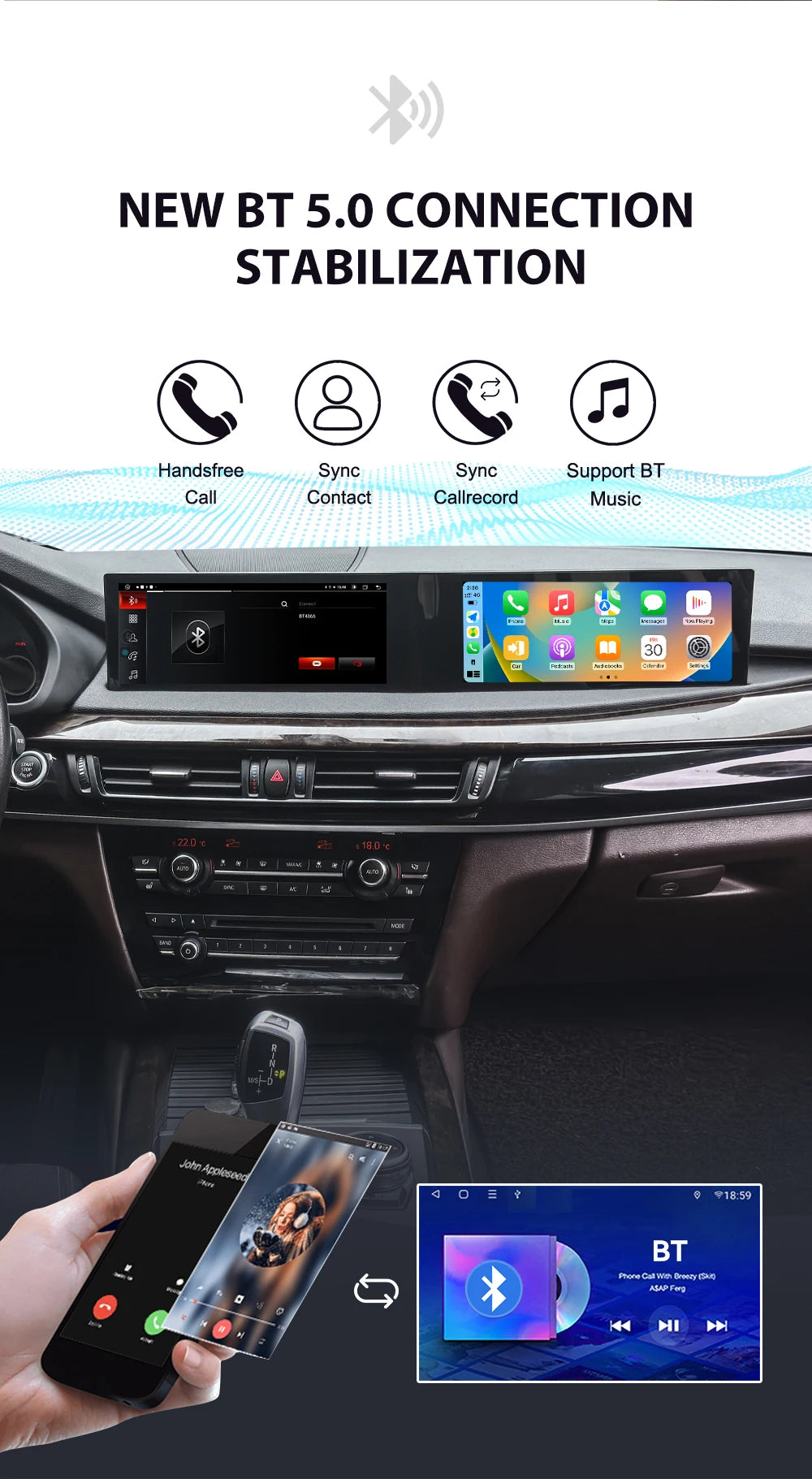 ID8 Dual Screen Carplay Android 13 For BMW X5 F15 X6 F16 X5M X6M 2014-2019 Car Multimedia Player GPS Navigation Head Unit Media