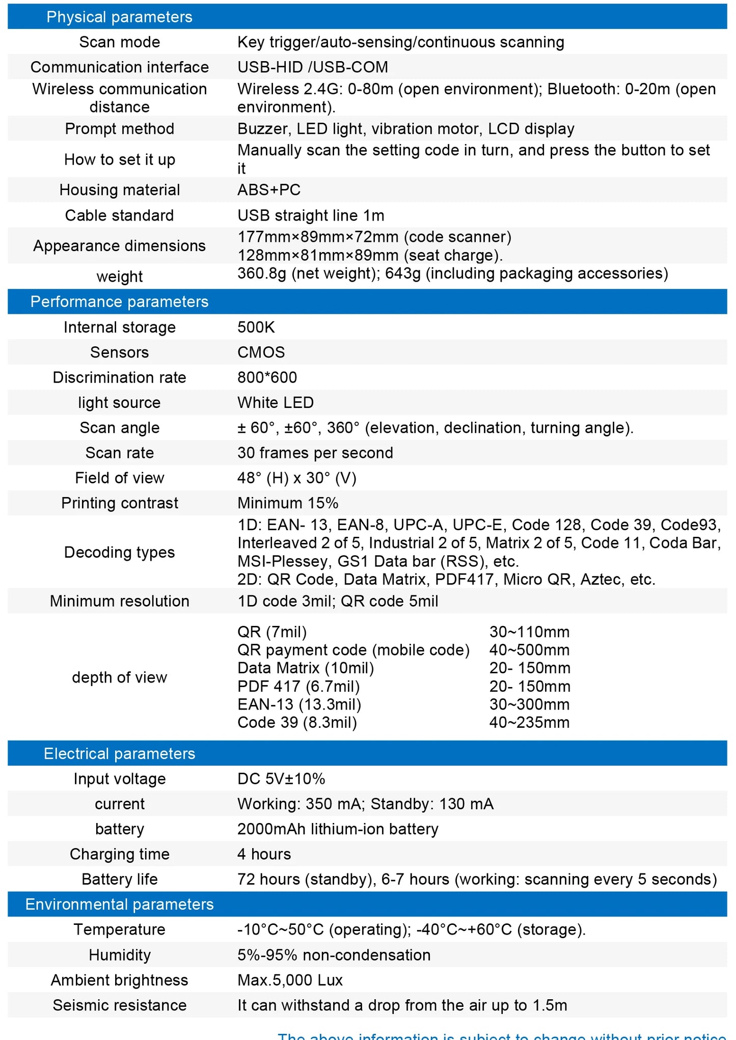 Wireless Handheld 2D Bluetooth Barcode Scanner PDF417 Data Matrix QR Code Reader with LCD Screen Display Image Logistic Reader