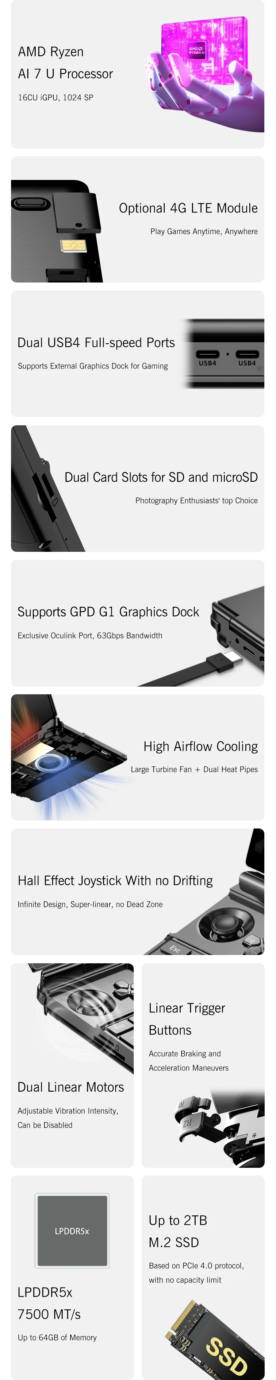 New 2025 version! GPD WIN Max 2 10.1 Inch Handheld AMD AI 9 HX 370 64GB RAM 2TB SSD Mini Laptop Computer for business