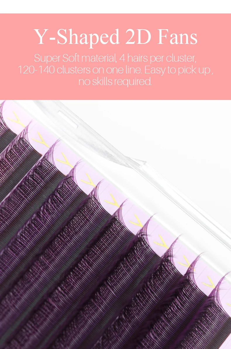 SONG LASHES Y Shape Ombre Color Lashes  Two tip C/D Curl Premade Volume Lashes Individual Eyelash Extension Supplies