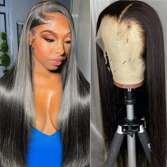 HD Transparent 13x6 Straight Lace Frontal Wigs Human Hair Brazilian 30 40 Inches 13x4 Lace Front Human Hair Wigs For Black Women