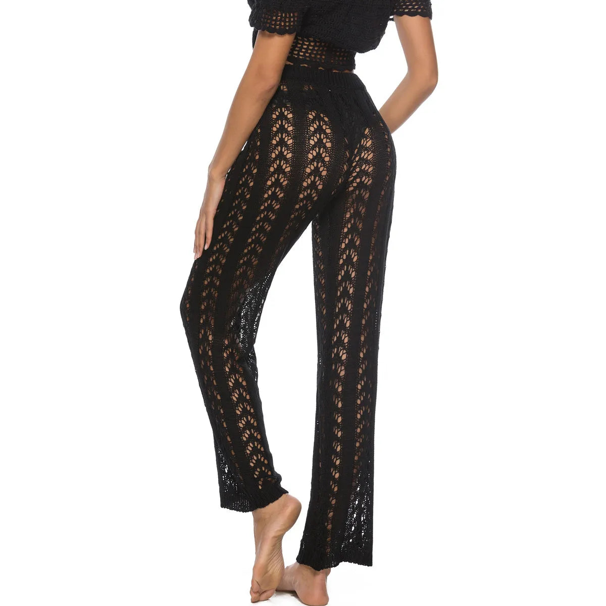 Factory price direct supply cross-border new hollow trousers hook loose wide leg holiday beach pants Amazon best selling.