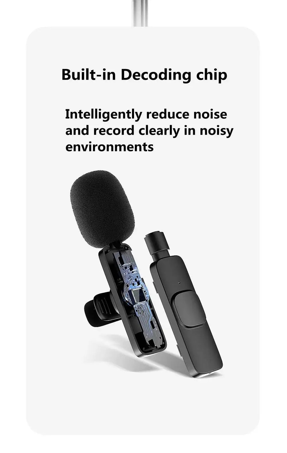 Wireless Lavalier Microphone Portable Audio Video Recording Mini Mic for iPhone Android Live Broadcast Gaming Phone Mic