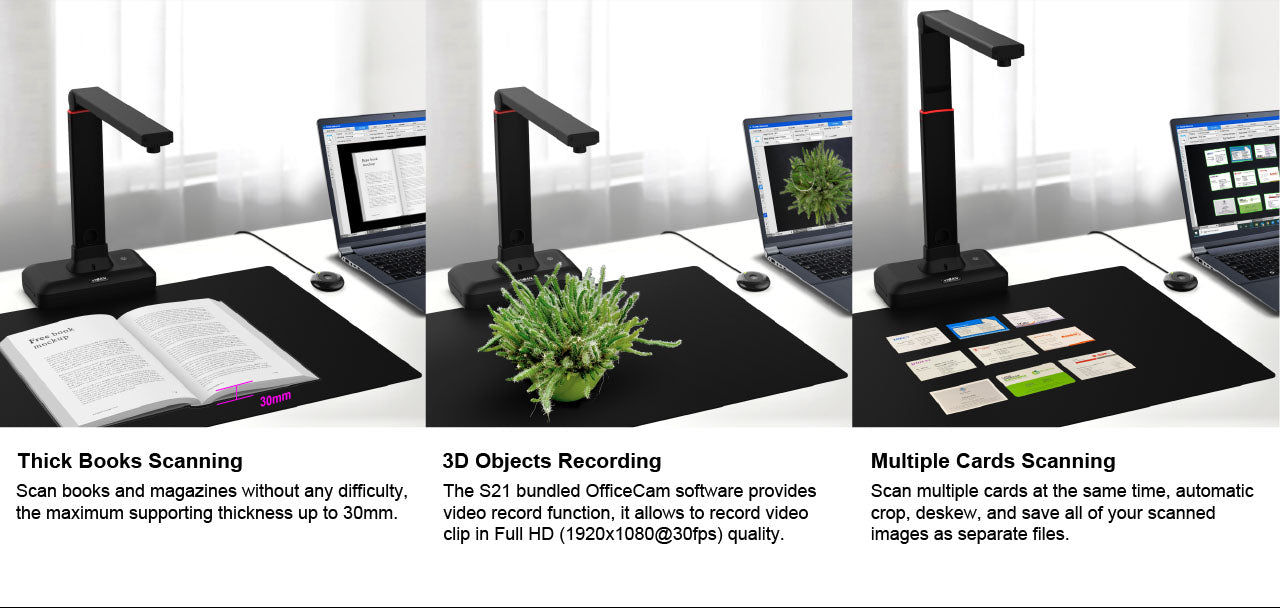 VIISAN S21 CaptureA2 27MP High Resolution HD Camera Book Document Scanner  Auto Flatte Height  Multi Language OCR  Windows Macos