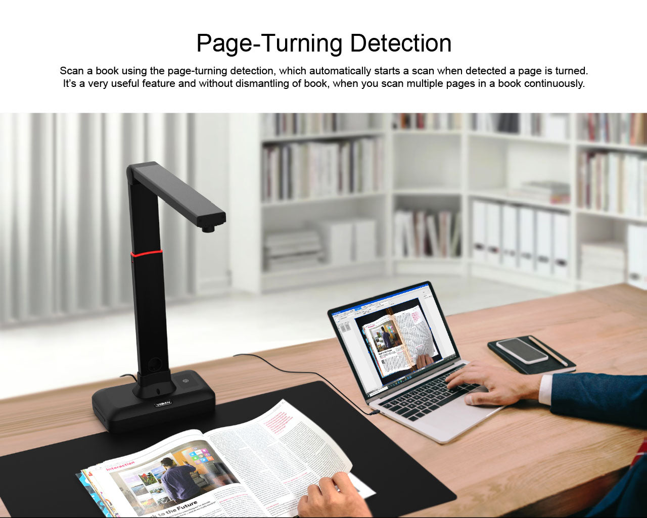 VIISAN S21 CaptureA2 27MP High Resolution HD Camera Book Document Scanner  Auto Flatte Height  Multi Language OCR  Windows Macos