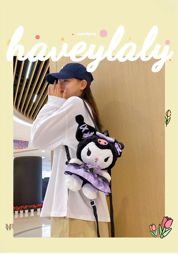 Wholesale Sanrio Plush Kuromi Backpack My Melody Backpack Shoulder Bag Kawaii Plush Toys Lolita Daypack Plushies Doll Girl Gift