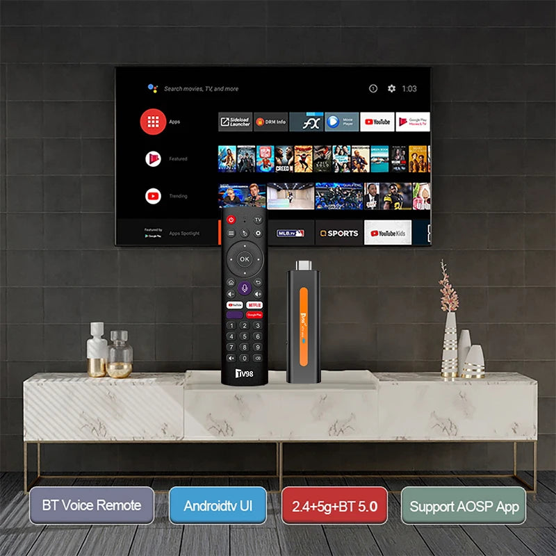 8K ATV Smart TV Stick Support Android 14 Video 4K BT5.0 WiFi 6 Allwinner H618 Quad Core Cortex A53 Voice Remote Smart TV Box