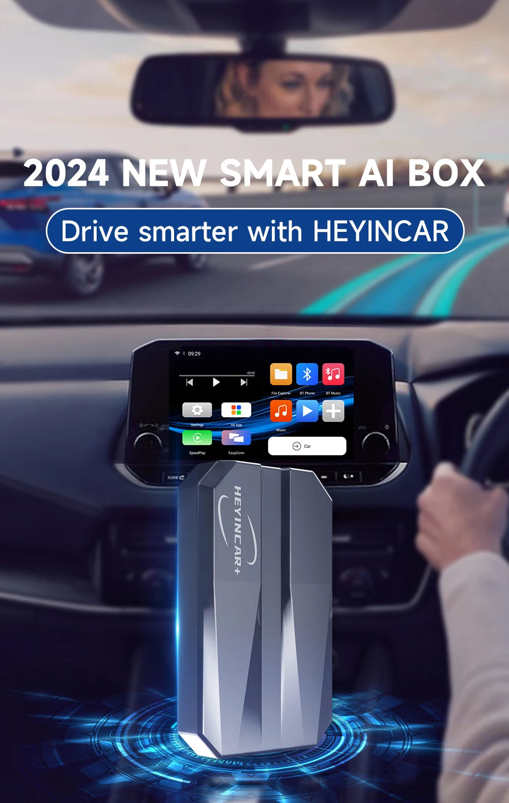 2024 HEYINCAR CarPlay Smart Ai Box Android Wireless CarPlay Android Auto Adapter For Netflix For YouTube car intelligent systems
