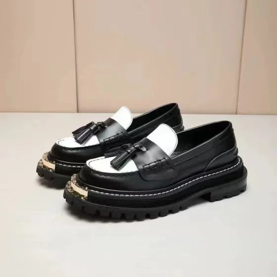 IOO Single Shoes 2025 Spring Winter Brand S Hundreds of Big Gold Teeth Tasseled Louboutins Mary Jane