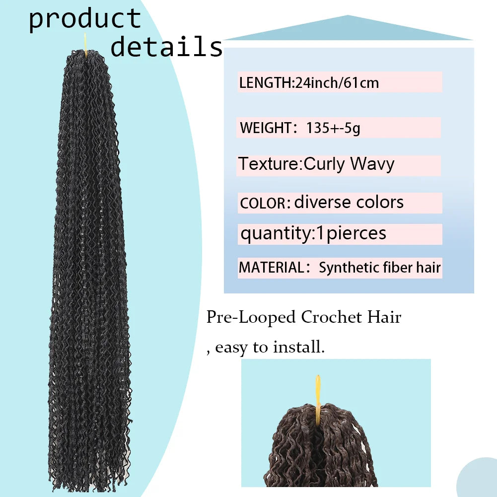 Zizi Braids Synthetic Crochet Hair Colored Box Braids Deep Wave Hair Long Senegalse Twist Braiding Hair Extensions