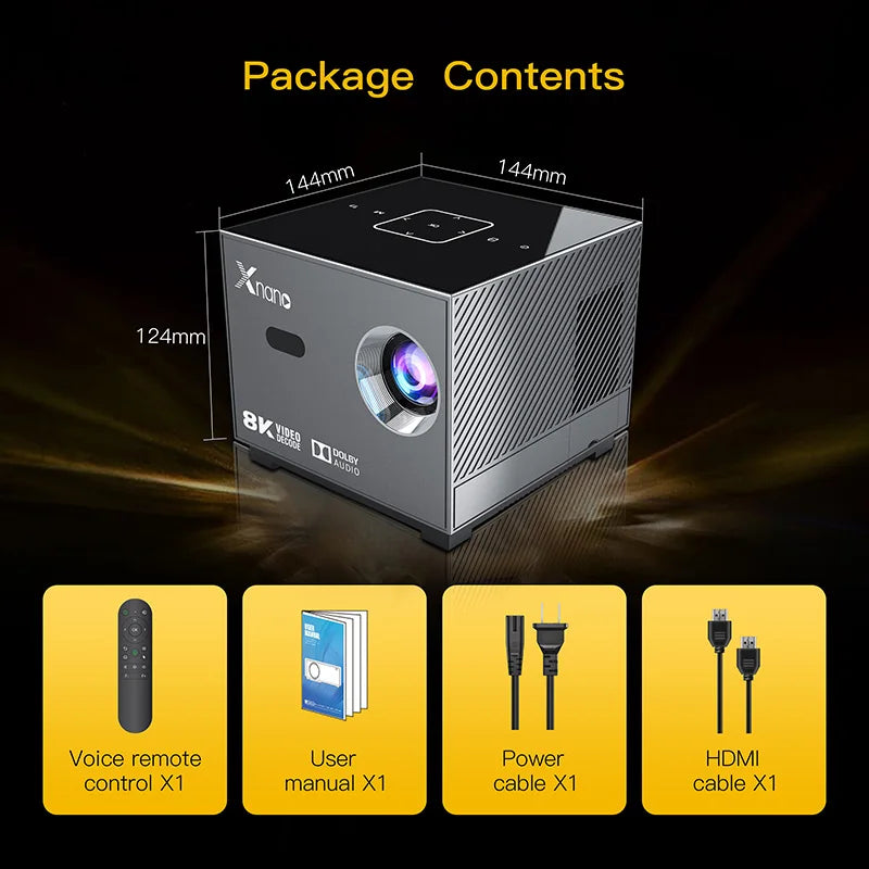 Xnano Mini Portable Projector 4K Full HD 1080P Native X3 FHD Beam 8K Video Android Projector Movie Home Theater Sound System