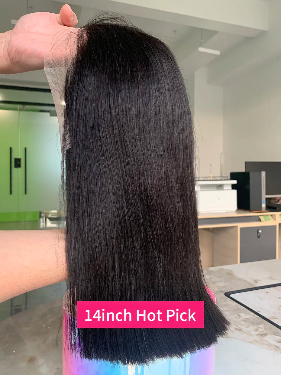 Raw Hair Vietnamese 250 Density 100 Human Hair Lace Frontal Wigs Straight Natural Black 13x6 Bob Wig Lace Front Human Hair Wigs