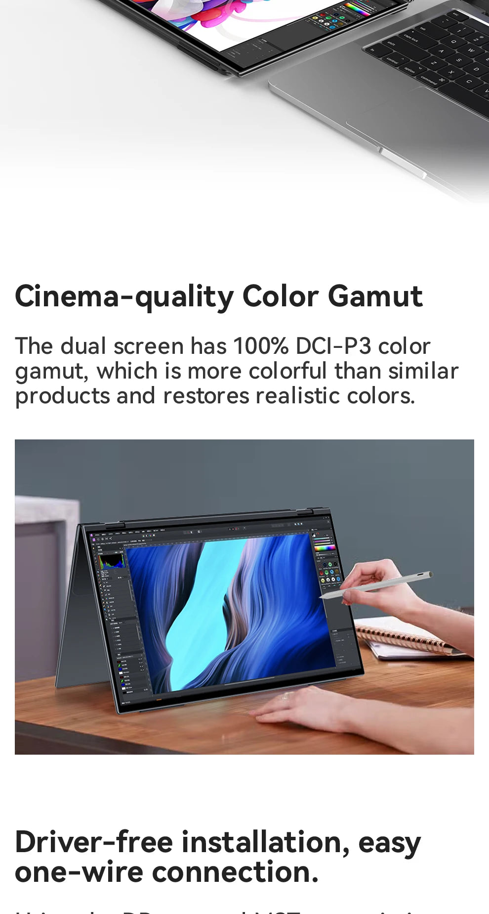 EHOMEWEI Dual Screen Portable Monitor X Series Drive-free Phone-touch FHD 2K 15.6“  16“ For Laptop Windows Macbook