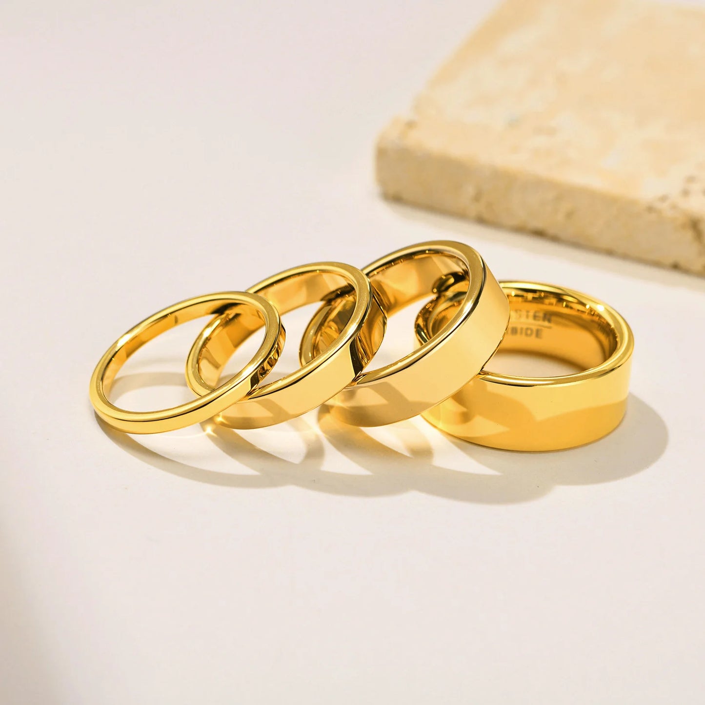 Basic 2/4/6 MM Wide Wedding Couple Ring for Women Men, PVD Gold Color Tungsten Carbide Finger Bands Jewelry