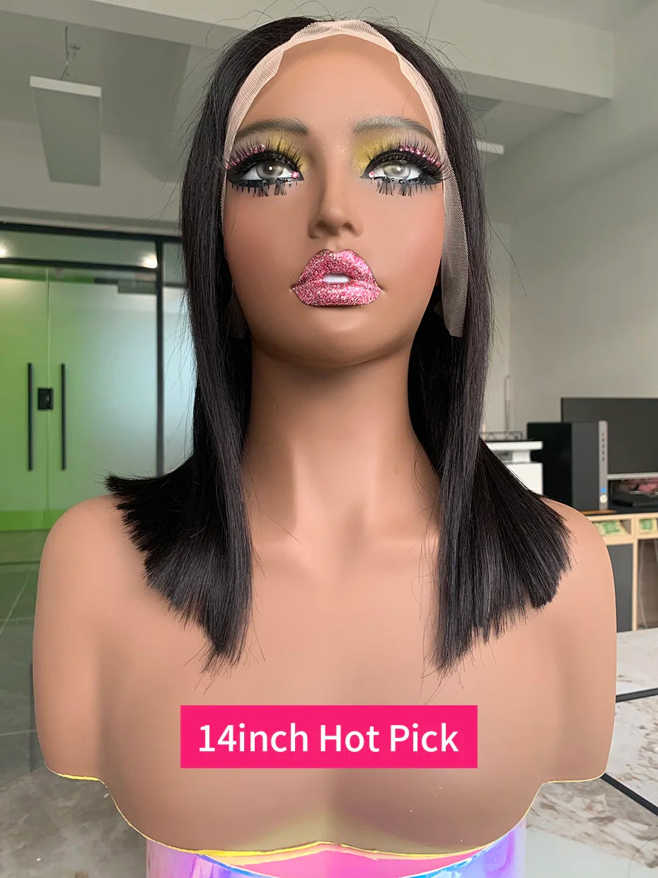 Raw Hair Vietnamese 250 Density 100 Human Hair Lace Frontal Wigs Straight Natural Black 13x6 Bob Wig Lace Front Human Hair Wigs